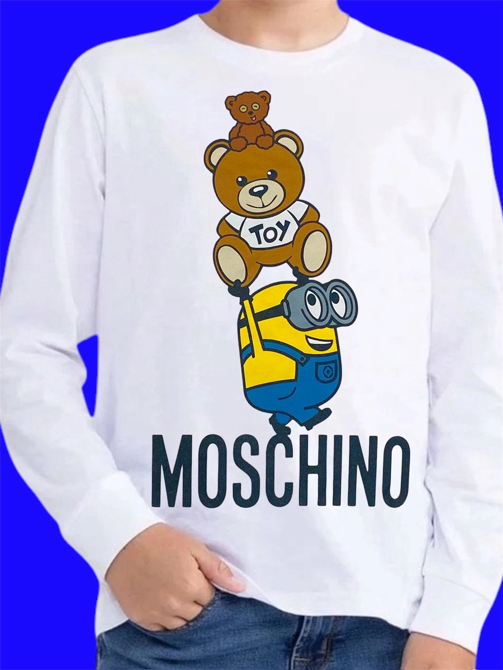 NWT MOSCHINO Shirt Minion Long Sleeves Tshirt Kids Boys Girls Toddler Baby Gift